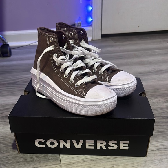 Converse High-Top Sneakers in Brown and White - Picture 5 of 5
